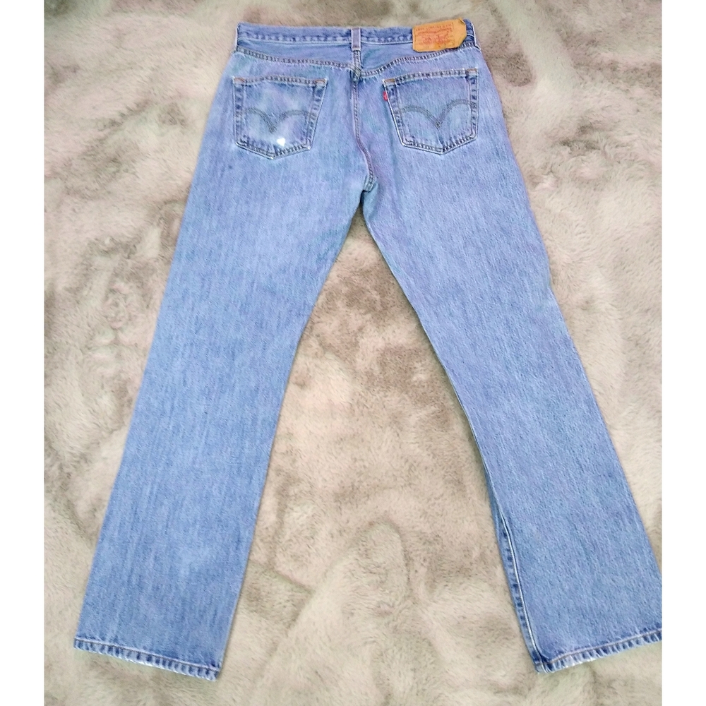 Vintage Levis 501 High Rise Straight Leg Button Fly Jeans 34x32 - Picture 3 of 8